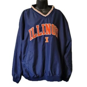 VTG Pro Player Unisex L University Illinois Pullover Windbreaker Jacket Sporty